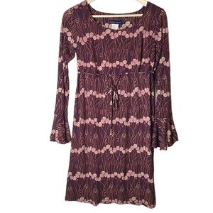 Thyme maternity floral burgundy long-sleeved  dress